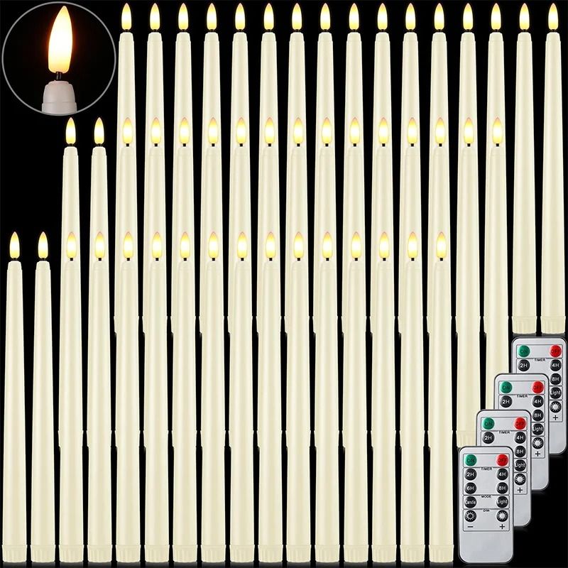 Flameless LED Taper Candles Set of 12 | Realistic Flickering Flame | Battery-Operated, Reusable, Drip-Free & Smoke-Free 1