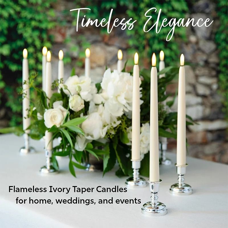 Flameless LED Taper Candles Set of 12 | Realistic Flickering Flame | Battery-Operated, Reusable, Drip-Free & Smoke-Free 3