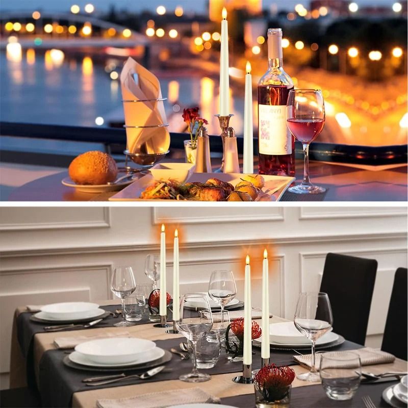 Flameless LED Taper Candles Set of 12 | Realistic Flickering Flame | Battery-Operated, Reusable, Drip-Free & Smoke-Free 4