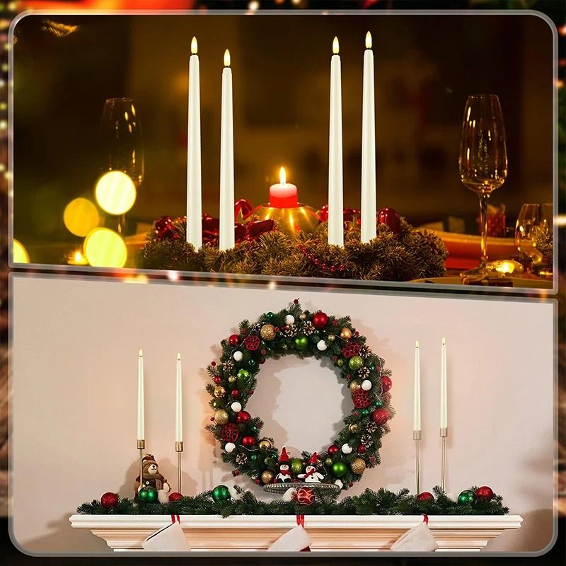 Flameless LED Taper Candles Set of 12 | Realistic Flickering Flame | Battery-Operated, Reusable, Drip-Free & Smoke-Free 6