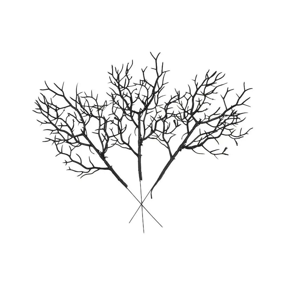 Artificial Dead Branch Decor Set Halloween | 5 Pieces, Antler-Shaped Branches | Non-Fading Matte Black Plastic, Reusable 1