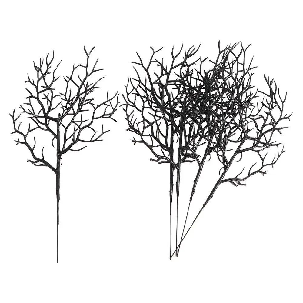 Artificial Dead Branch Decor Set Halloween | 5 Pieces, Antler-Shaped Branches | Non-Fading Matte Black Plastic, Reusable 2