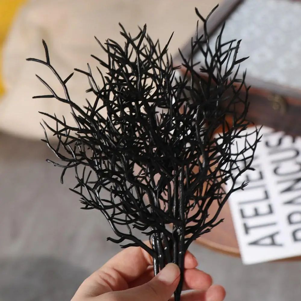 Artificial Dead Branch Decor Set Halloween | 5 Pieces, Antler-Shaped Branches | Non-Fading Matte Black Plastic, Reusable 9