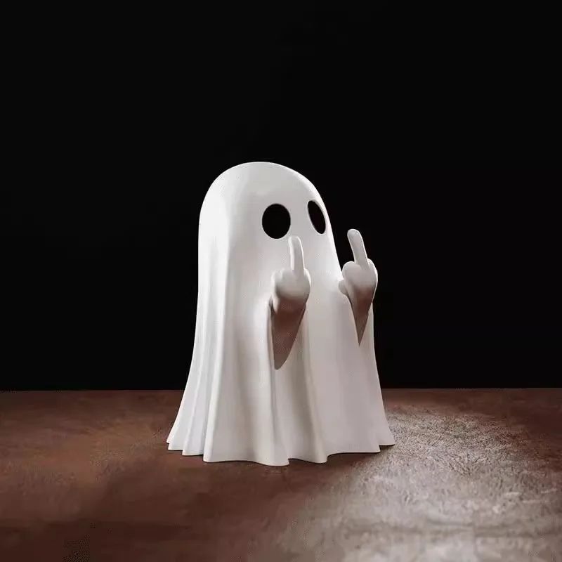 Ghost Figurine Halloween Decor | Cheeky Middle Finger Design | Reusable Statement Piece for Halloween Parties and Gifts 1