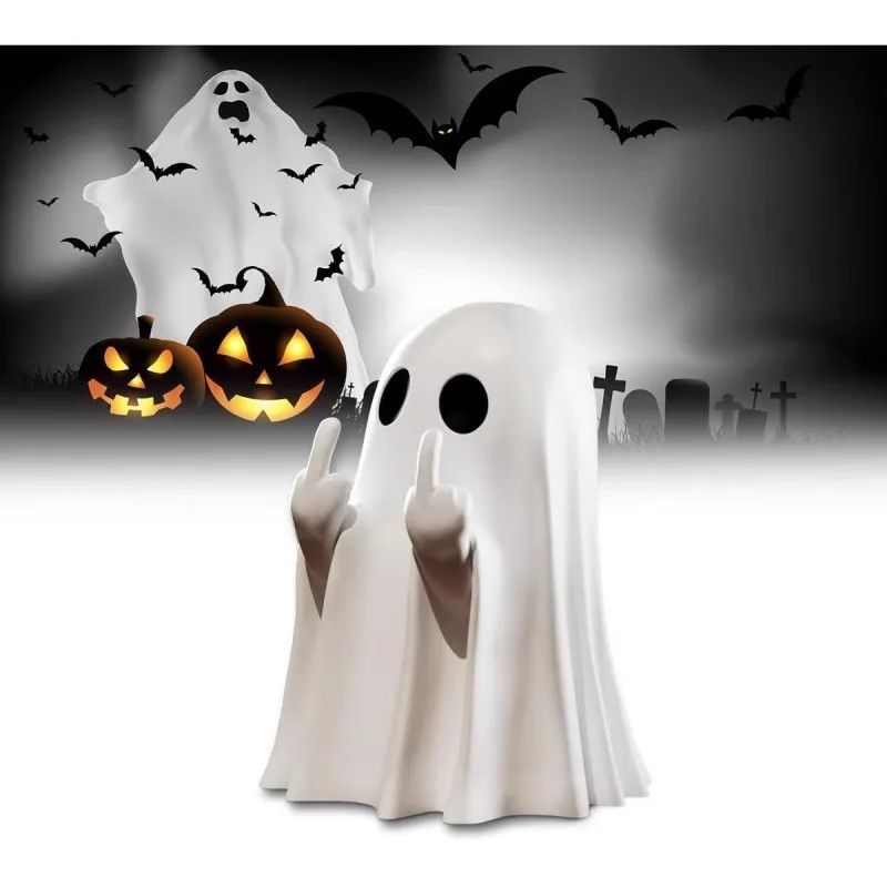 Ghost Figurine Halloween Decor | Cheeky Middle Finger Design | Reusable Statement Piece for Halloween Parties and Gifts 2