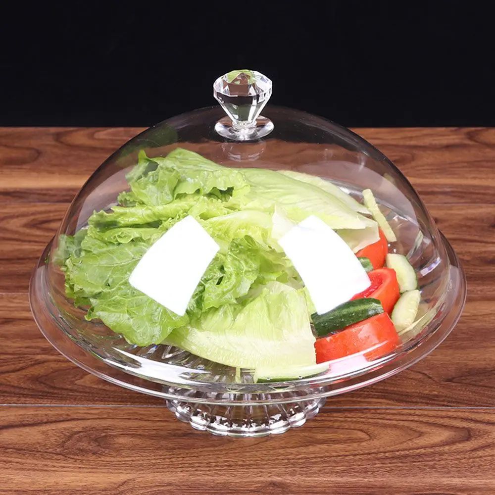 Acrylic Cake Stand with Cover | Tempered Dustproof Dome Lid | Keeps Cakes, Pastries & Fruit Fresh for Table Display 1