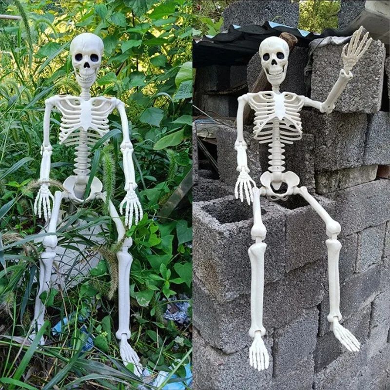 Life-Size Posable Skeleton Halloween Decoration | Full-Body Bendable Joints | Lightweight Plastic Bone Prop for Indoor & Outdoor 1