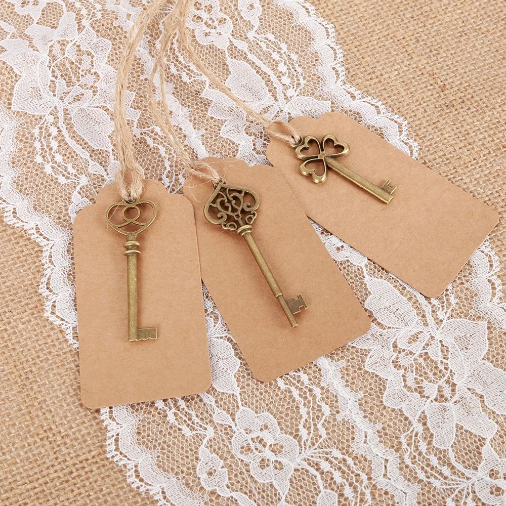 Skeleton Key Bottle Openers Metal Alloy | Set of 40 Pack with Personalised Sticker Cards | Vintage Wedding Favours 3