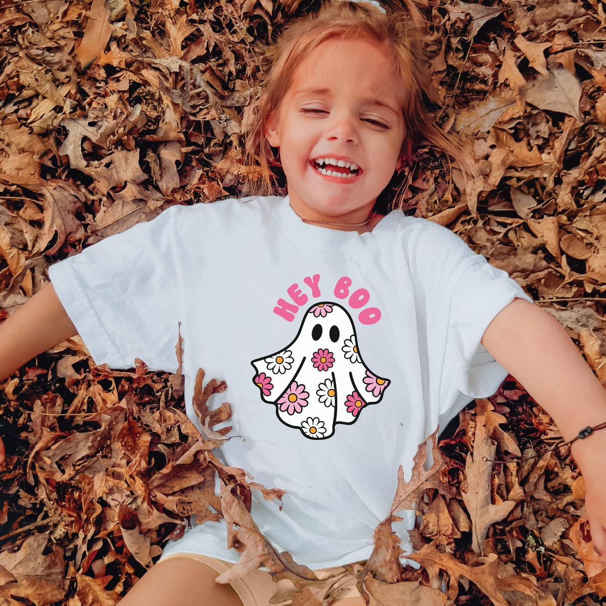 Women's Ghost Shirt Floral Print Graphic Breathable with Hey Boo Lettering 1