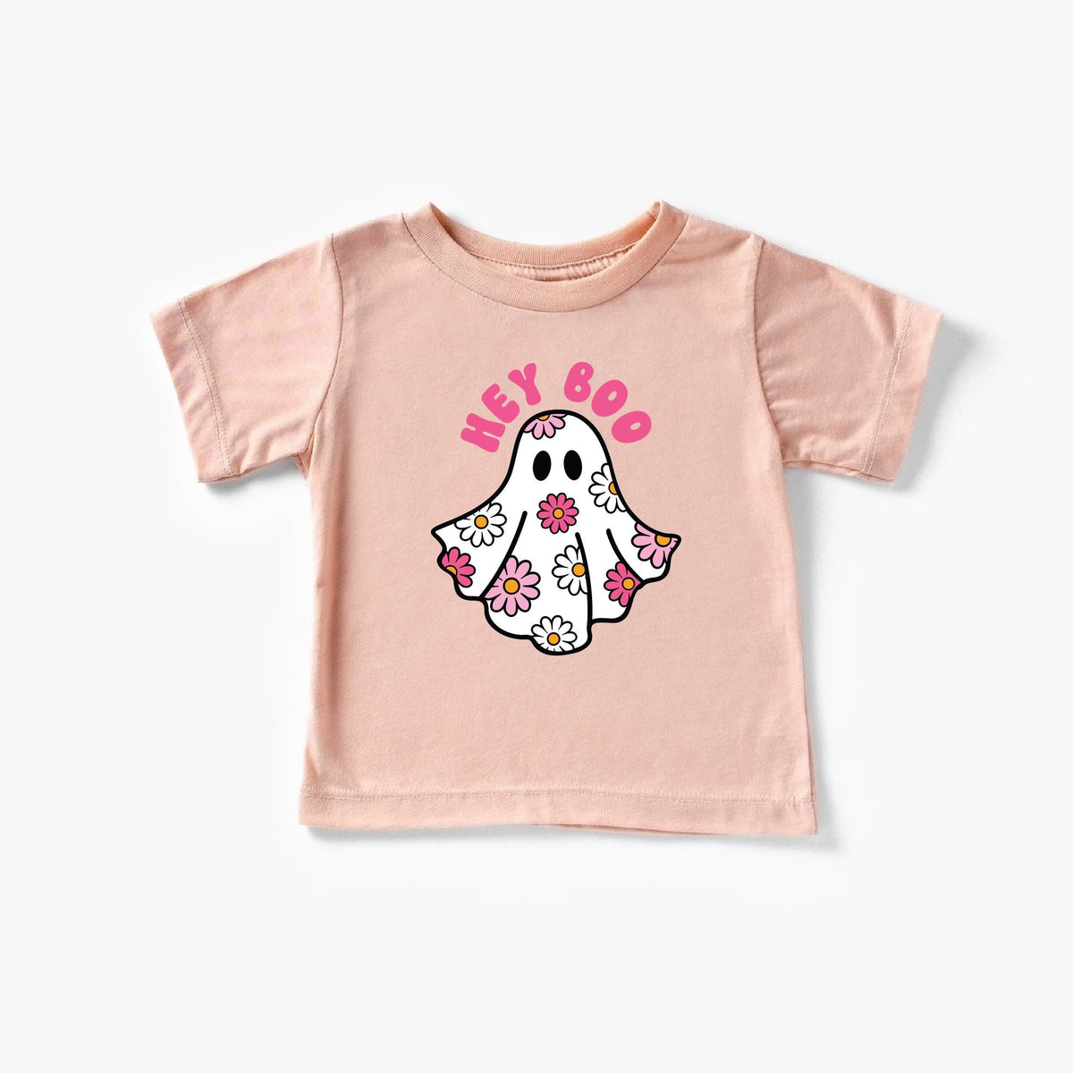 Women's Ghost Shirt Floral Print Graphic Breathable with Hey Boo Lettering 2