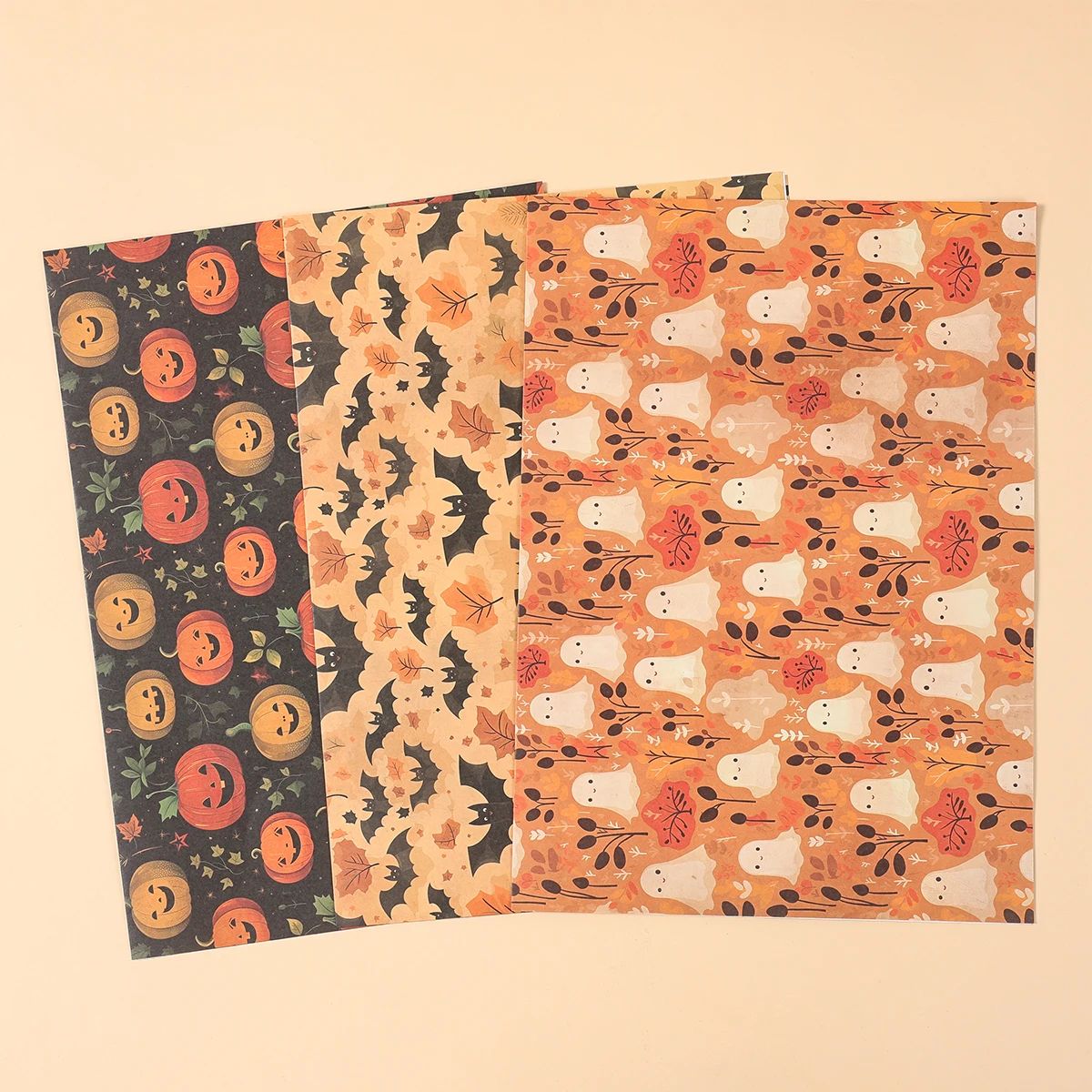 Halloween Wrapping Paper Ghost Pumpkin Bat Pattern | 4 Sheet Tissue Paper Pack | Lightweight Craft & Gift Wrap Sheets 4