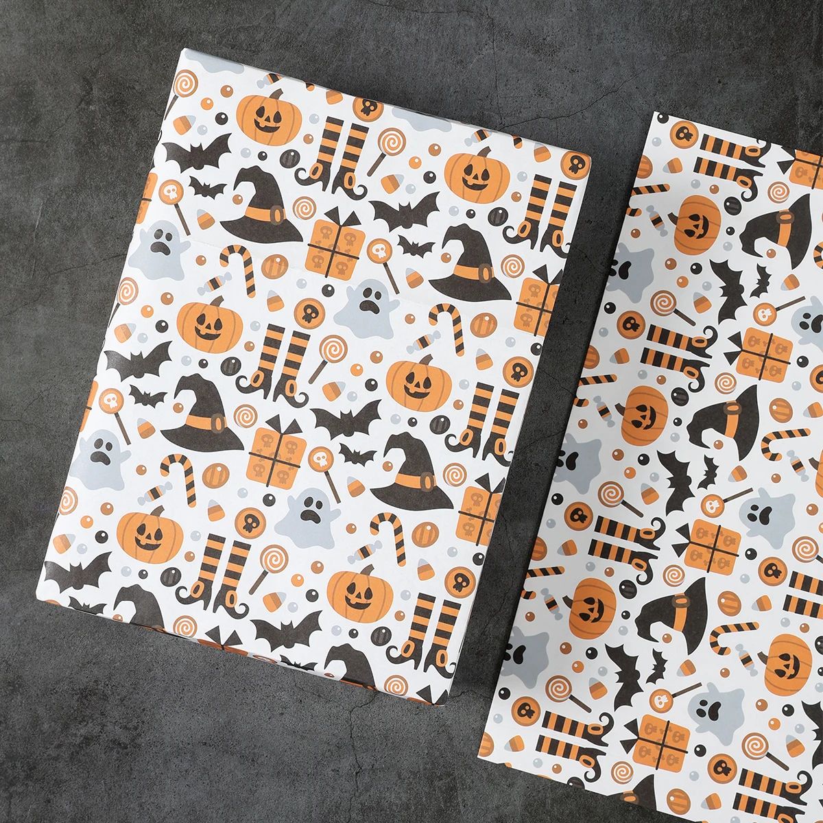 Halloween Wrapping Paper Ghost Pumpkin Bat Pattern | 4 Sheet Tissue Paper Pack | Lightweight Craft & Gift Wrap Sheets 5
