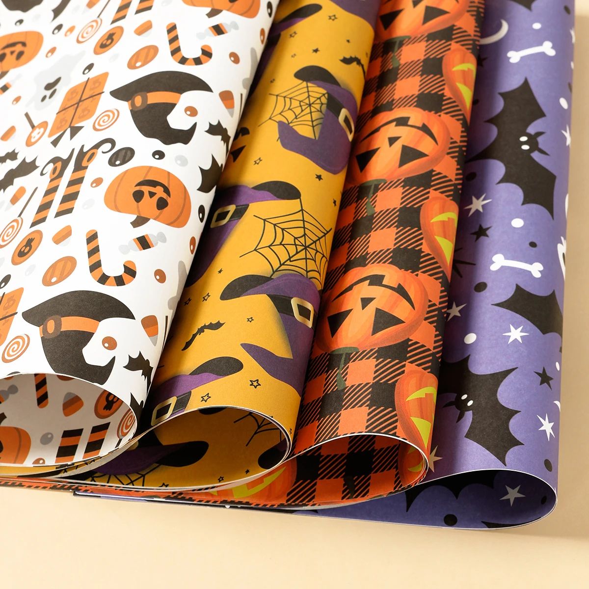 Halloween Wrapping Paper Ghost Pumpkin Bat Pattern | 4 Sheet Tissue Paper Pack | Lightweight Craft & Gift Wrap Sheets 3