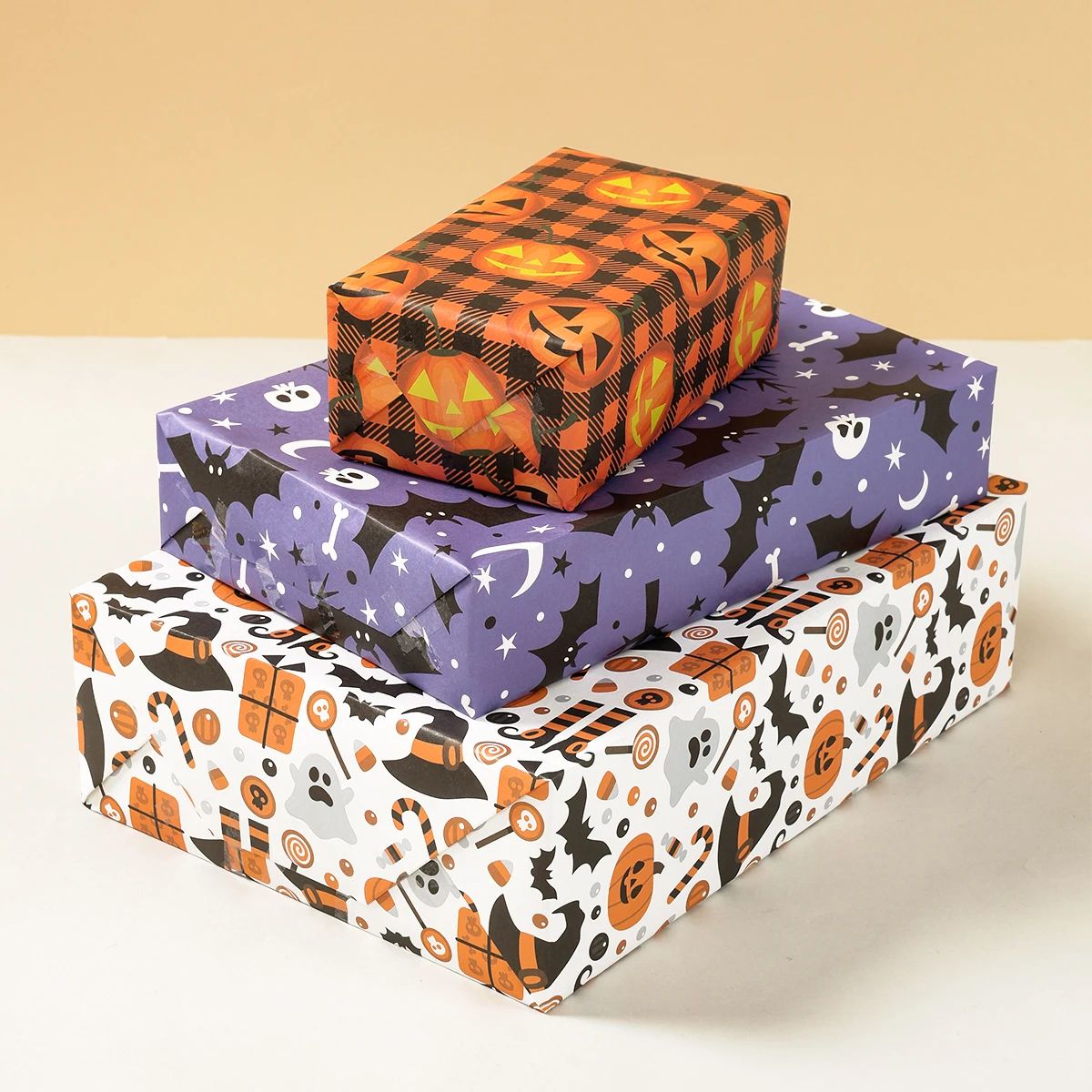 Halloween Wrapping Paper Ghost Pumpkin Bat Pattern | 4 Sheet Tissue Paper Pack | Lightweight Craft & Gift Wrap Sheets 6