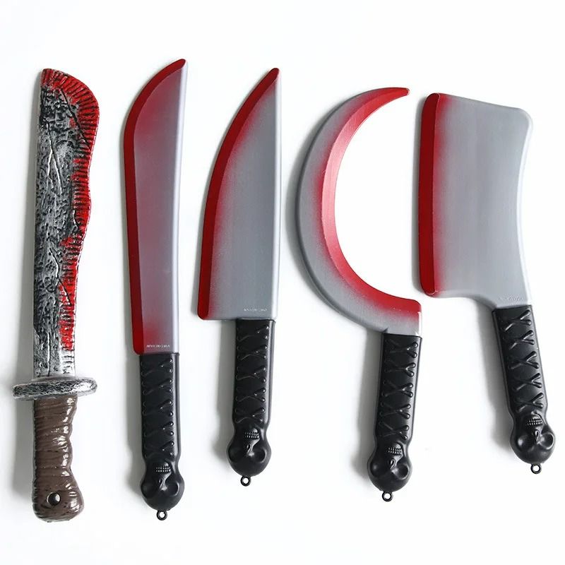 Fake Bloody Knife Prop Halloween Costume Accessory | Blunt Safe Plastic Blade with Blood Splatter Effect | Lightweight Horror Prop 7
