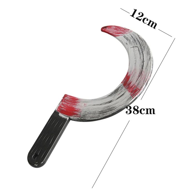 Bloody Machete Halloween Prop Knife | Oversized Curved Blade Costume Accessory | Lightweight Plastic Build, Horror Party Decor 4