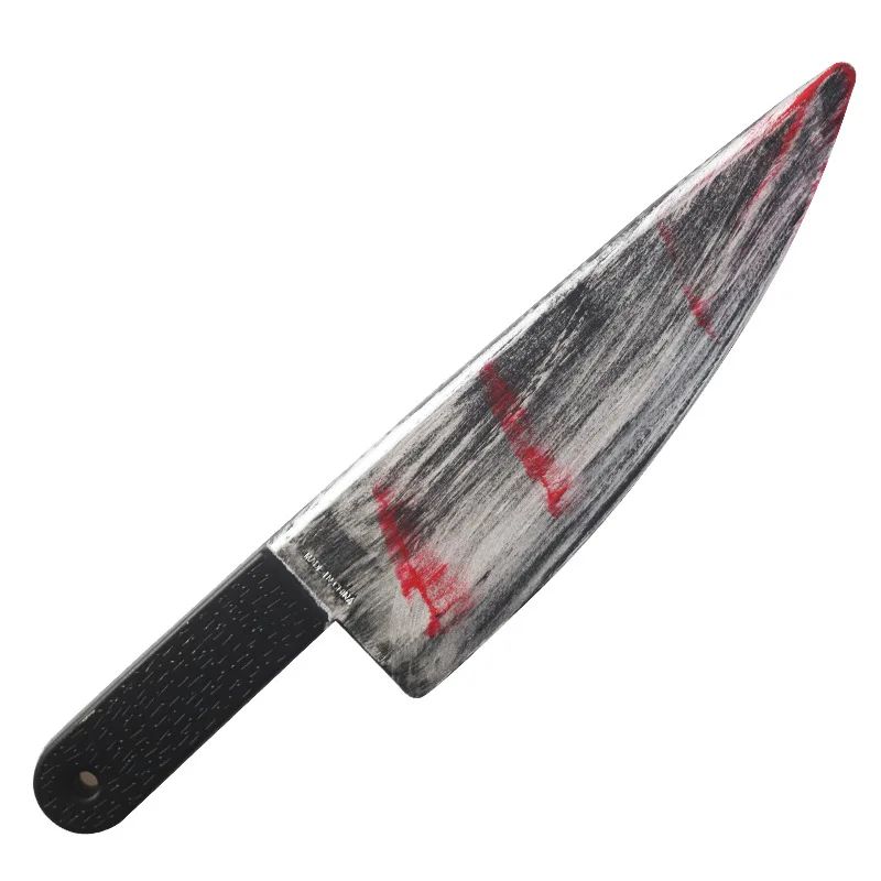 Bloody Machete Halloween Prop Knife | Oversized Curved Blade Costume Accessory | Lightweight Plastic Build, Horror Party Decor 5