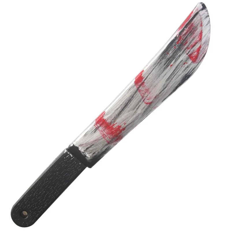 Bloody Machete Halloween Prop Knife | Oversized Curved Blade Costume Accessory | Lightweight Plastic Build, Horror Party Decor 7