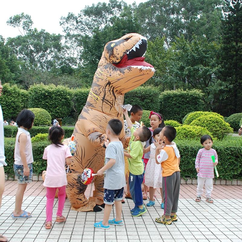 Inflatable T-Rex Dinosaur Costume for Halloween | Fan-Powered Design with Gloves Included | Lightweight Polyester 1