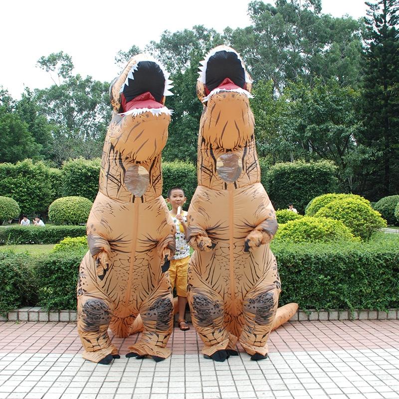 Inflatable T-Rex Dinosaur Costume for Halloween | Fan-Powered Design with Gloves Included | Lightweight Polyester 2