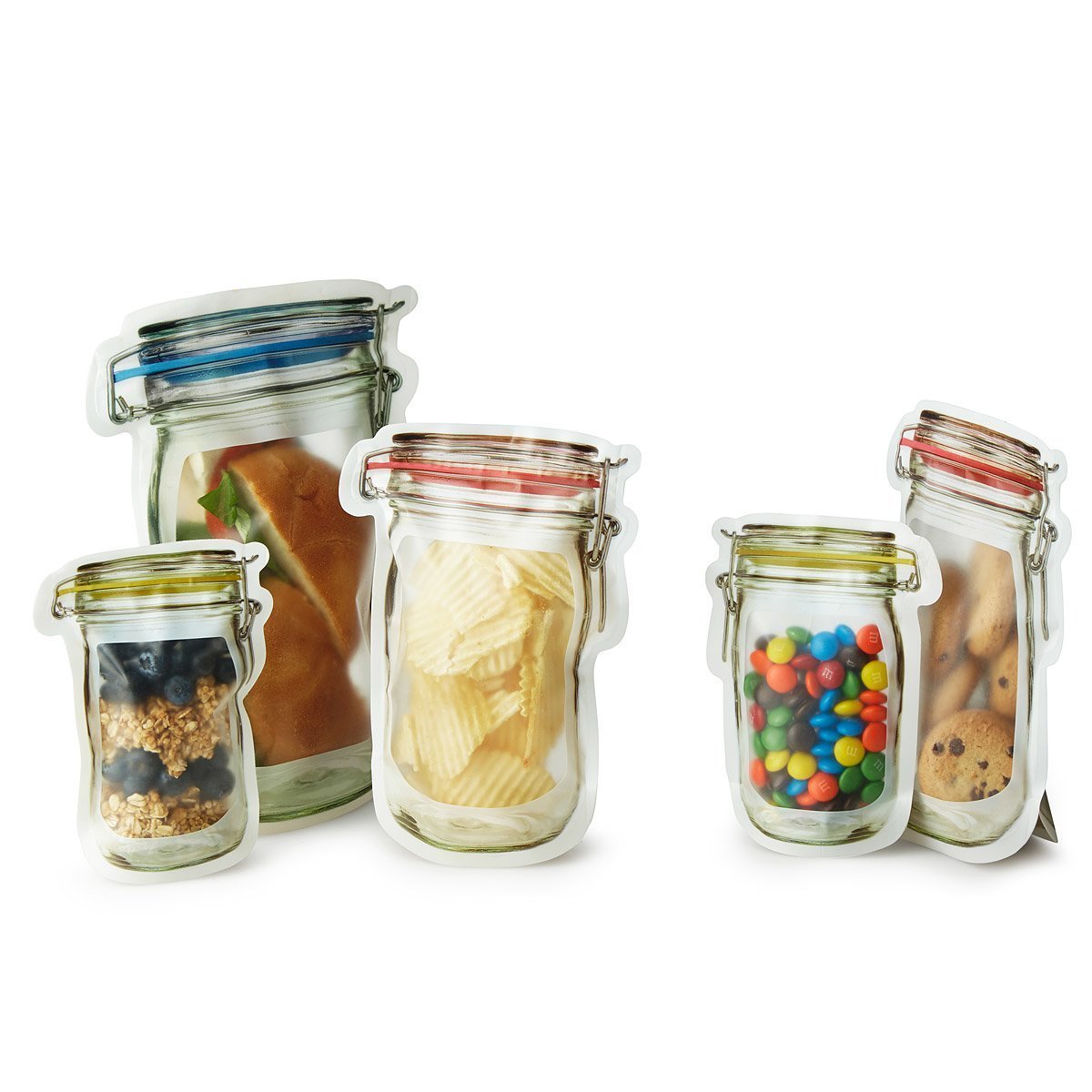 Reusable Storage Bags 10-Pack | Stand-Up Mason Jar Design | Dishwasher-Safe Pantry, Fridge & On-the-Go Snack Storage 4