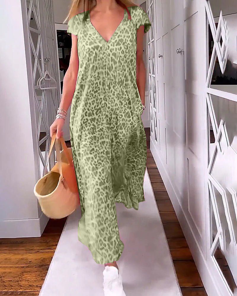 Elysian | Women's V-Neck Maxi Dress with Side Pockets - Flowy Summer Wear in Plus Sizes 5