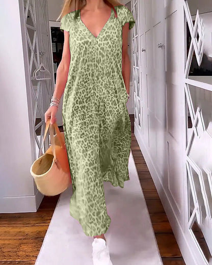 Elysian | Women's V-Neck Maxi Dress with Side Pockets - Flowy Summer Wear in Plus Sizes 5