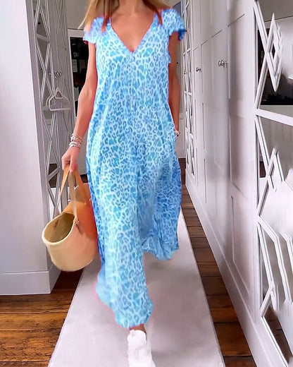 Elysian | Women's V-Neck Maxi Dress with Side Pockets - Flowy Summer Wear in Plus Sizes 3
