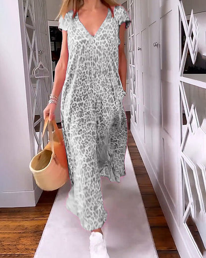Elysian | Women's V-Neck Maxi Dress with Side Pockets - Flowy Summer Wear in Plus Sizes 4