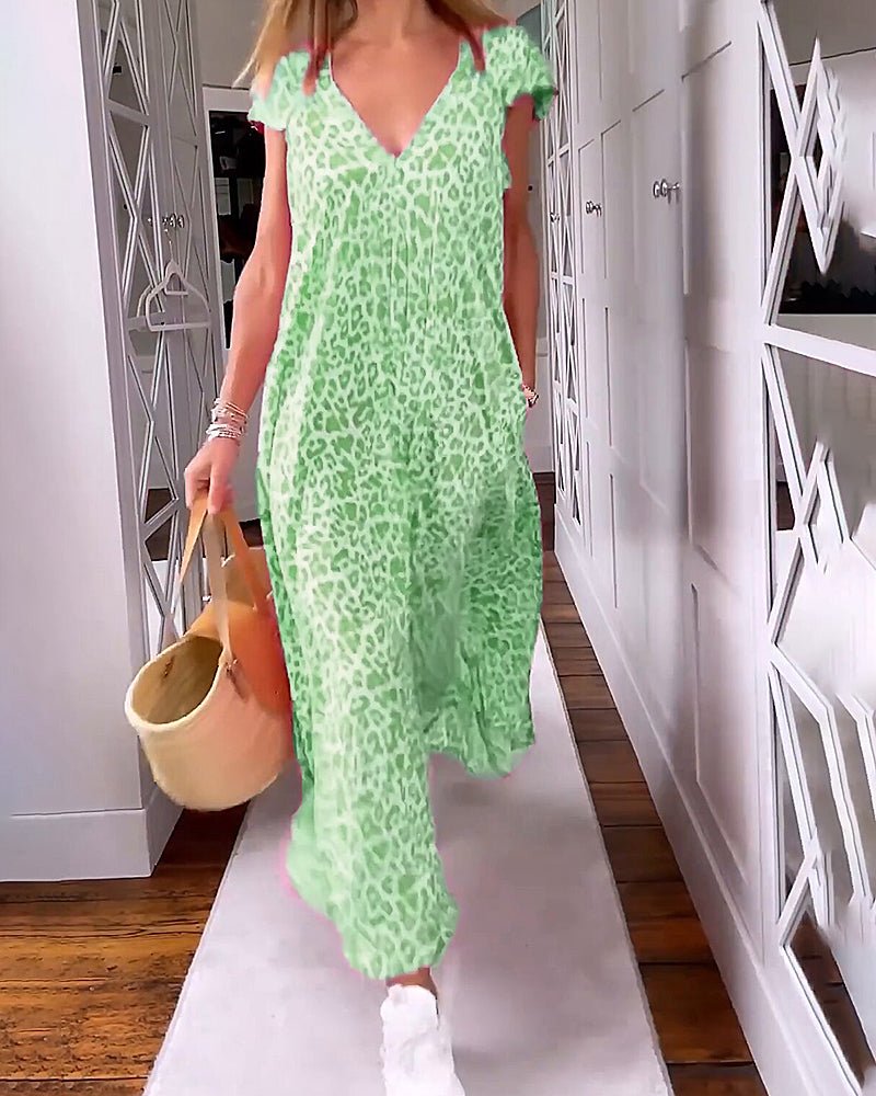 Elysian | Women's V-Neck Maxi Dress with Side Pockets - Flowy Summer Wear in Plus Sizes 2