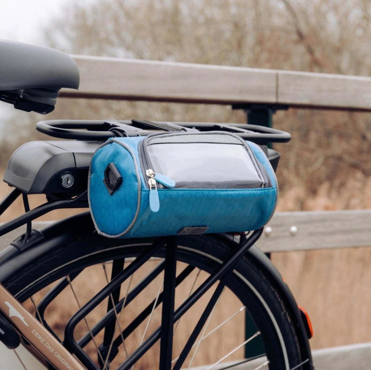 Bike Handlebar Storage Bag | Touchscreen Phone Window, 22 x 12 x 12.5 cm | Waterproof Nylon, Hook-and-Loop Mount 10