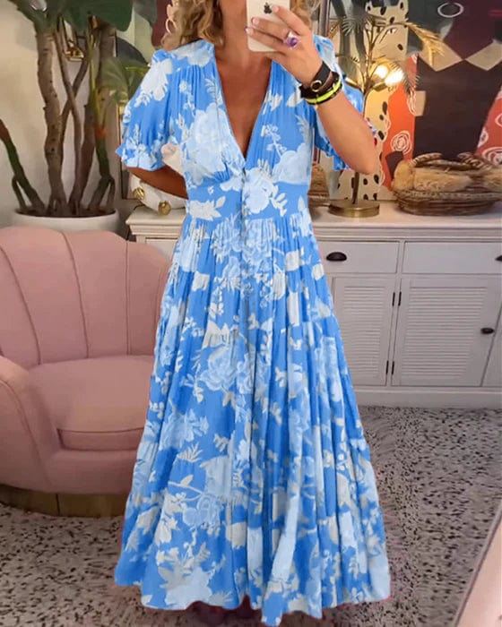 Flowy Maxi Dress | Women's Plus Size Summer Dress with V-Neckline - All-Day Comfort in Multiple Colors 2