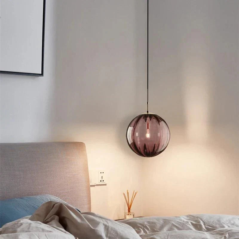 Glass Ball Chandelier, Blown Glass Spheres, 15 cm or 20 cm | Burgundy, Smoke Grey, Brown, Blue | 1.8 m Drop, Postmodern Style 2