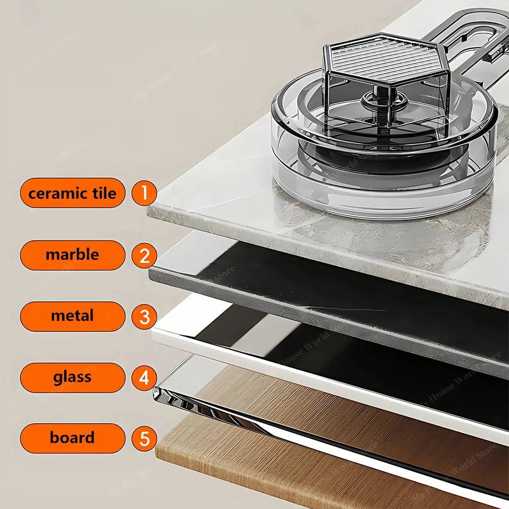 Wall-Mounted Spice Rack Organizer Stainless Steel 30/40/50 cm | Suction Cup No-Drill Mount | Adjustable Kitchen Storage 4