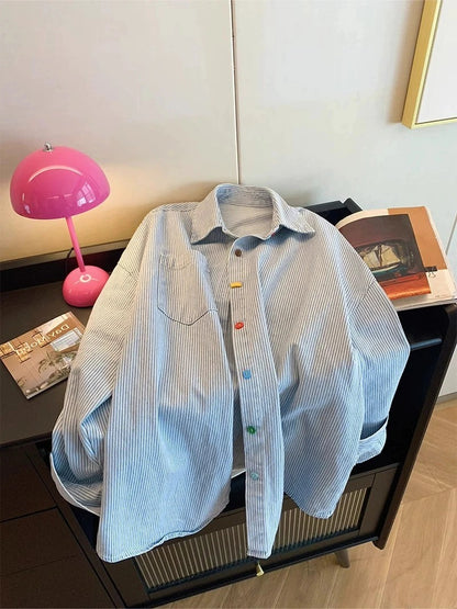 Elodie | Women's Shirt - Striped Oversized Fit with Button Cuffs