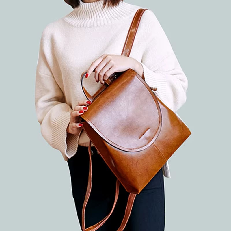 Elegant Leather Backpack | Women's Travel & Work Bag - Chic Minimalist Design