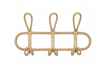 Retro Rattan | Coat Hooks for Wall - 5 Sturdy Hangers with Bohemian Design