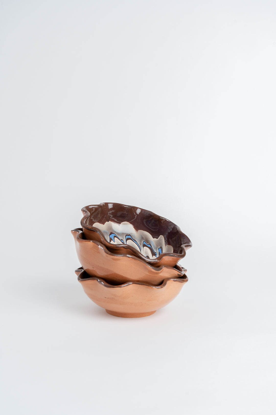 Marbled Ceramic Bowl Handmade | Frill Edge Design, Hand Painted Glaze | Food Safe, Ideal for Snacks, Dips and Gifts 1