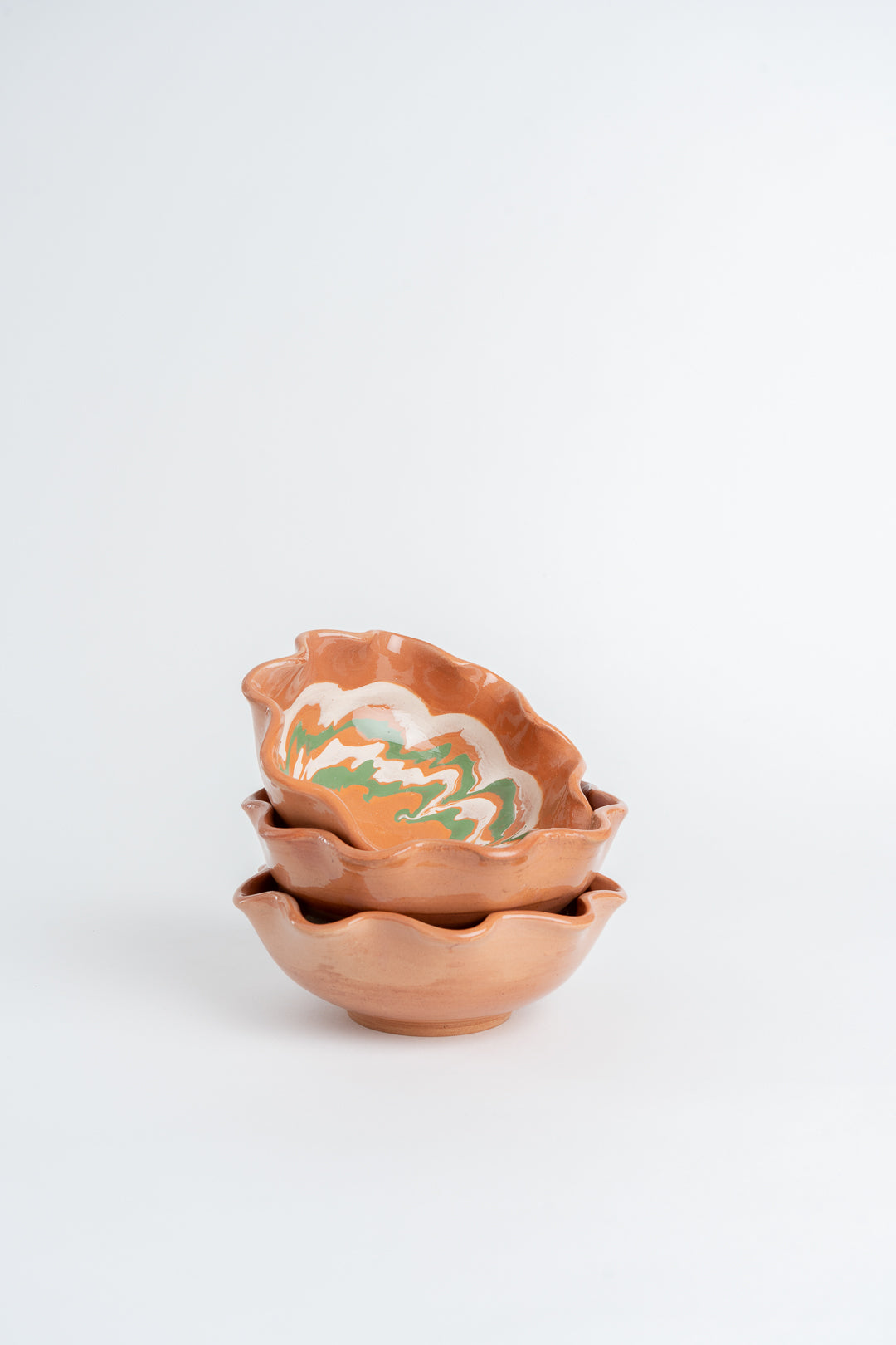 Marbled Ceramic Bowl Handmade | Frill Edge Design, Hand Painted Glaze | Food Safe, Ideal for Snacks, Dips and Gifts 7