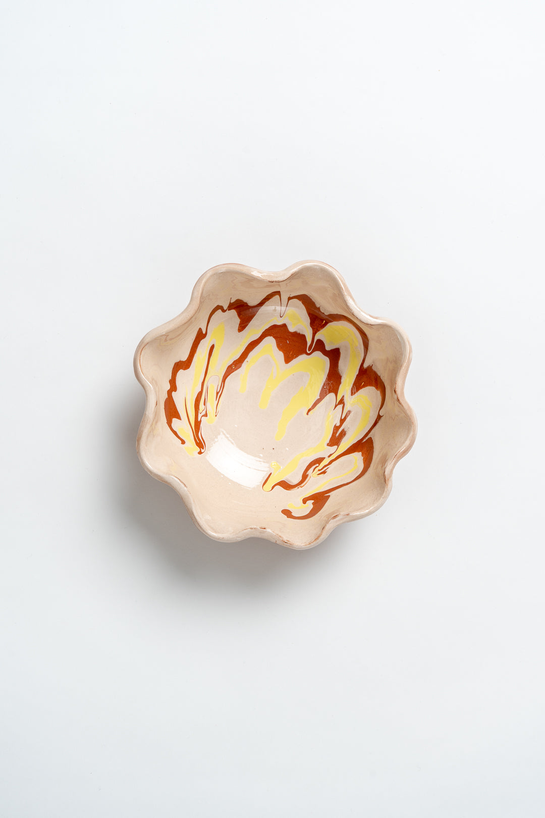 Marbled Ceramic Bowl Handmade | Frill Edge Design, Hand Painted Glaze | Food Safe, Ideal for Snacks, Dips and Gifts 13