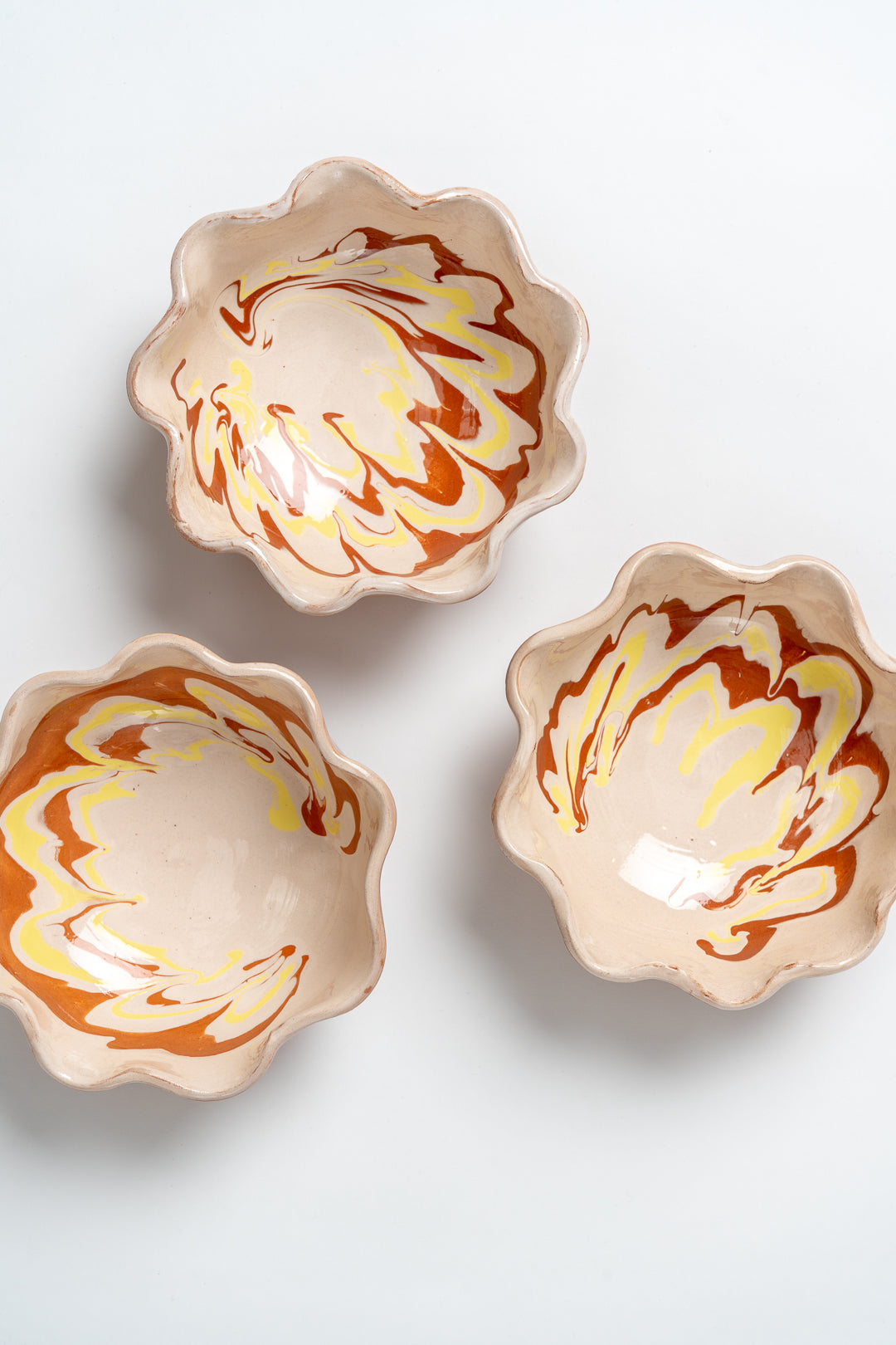 Marbled Ceramic Bowl Handmade | Frill Edge Design, Hand Painted Glaze | Food Safe, Ideal for Snacks, Dips and Gifts 11