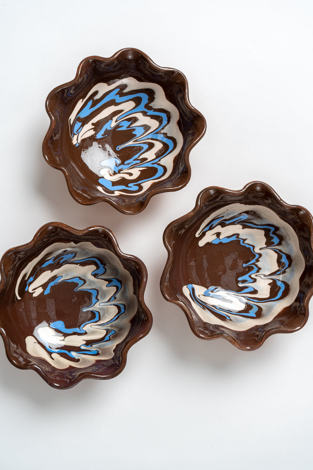 Marbled Ceramic Bowl Handmade | Frill Edge Design, Hand Painted Glaze | Food Safe, Ideal for Snacks, Dips and Gifts 5