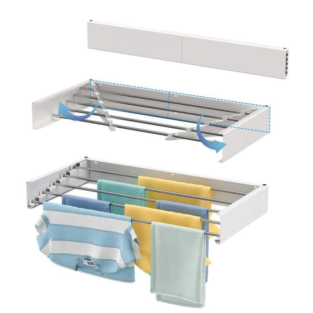 Foldable Wall-Mounted Drying Rack Stainless Steel | 5-Bar Folding Design | Space-Saving Laundry Drying Solution 2