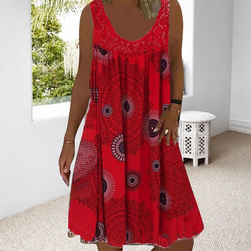 Sunset Waves | Women's Sleeveless Beach Dress with Lightweight Fabric - Relaxed Fit for Summer Comfort 1