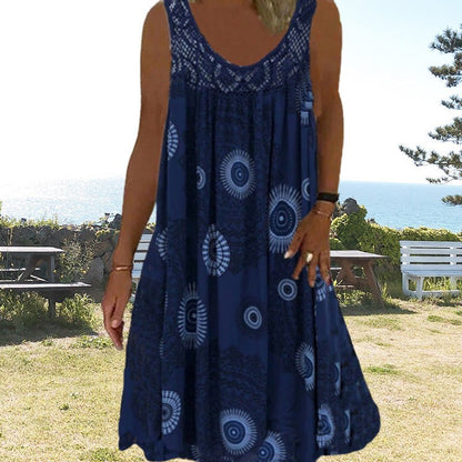 Sunset Waves | Women's Sleeveless Beach Dress with Lightweight Fabric - Relaxed Fit for Summer Comfort 4