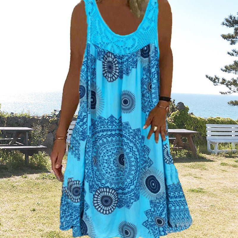 Sunset Waves | Women's Sleeveless Beach Dress with Lightweight Fabric - Relaxed Fit for Summer Comfort 5
