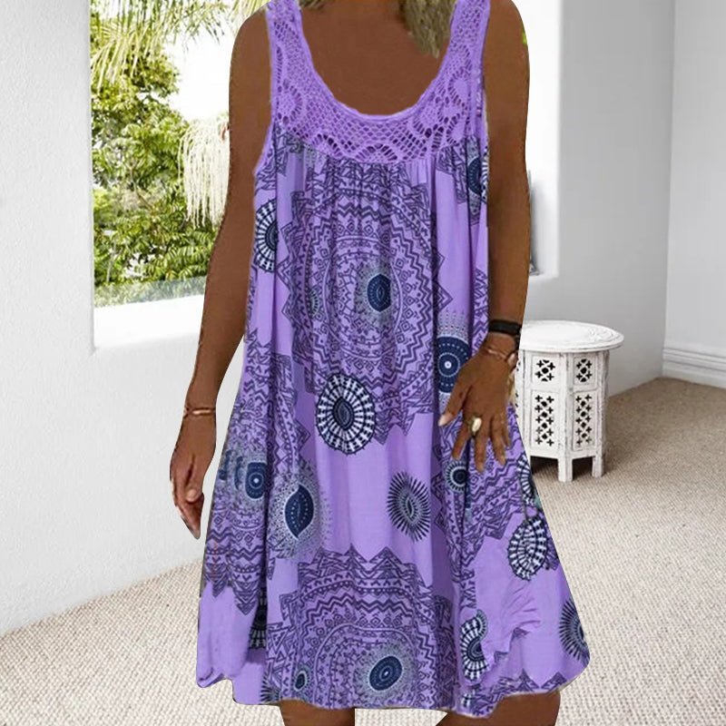Sunset Waves | Women's Sleeveless Beach Dress with Lightweight Fabric - Relaxed Fit for Summer Comfort 2