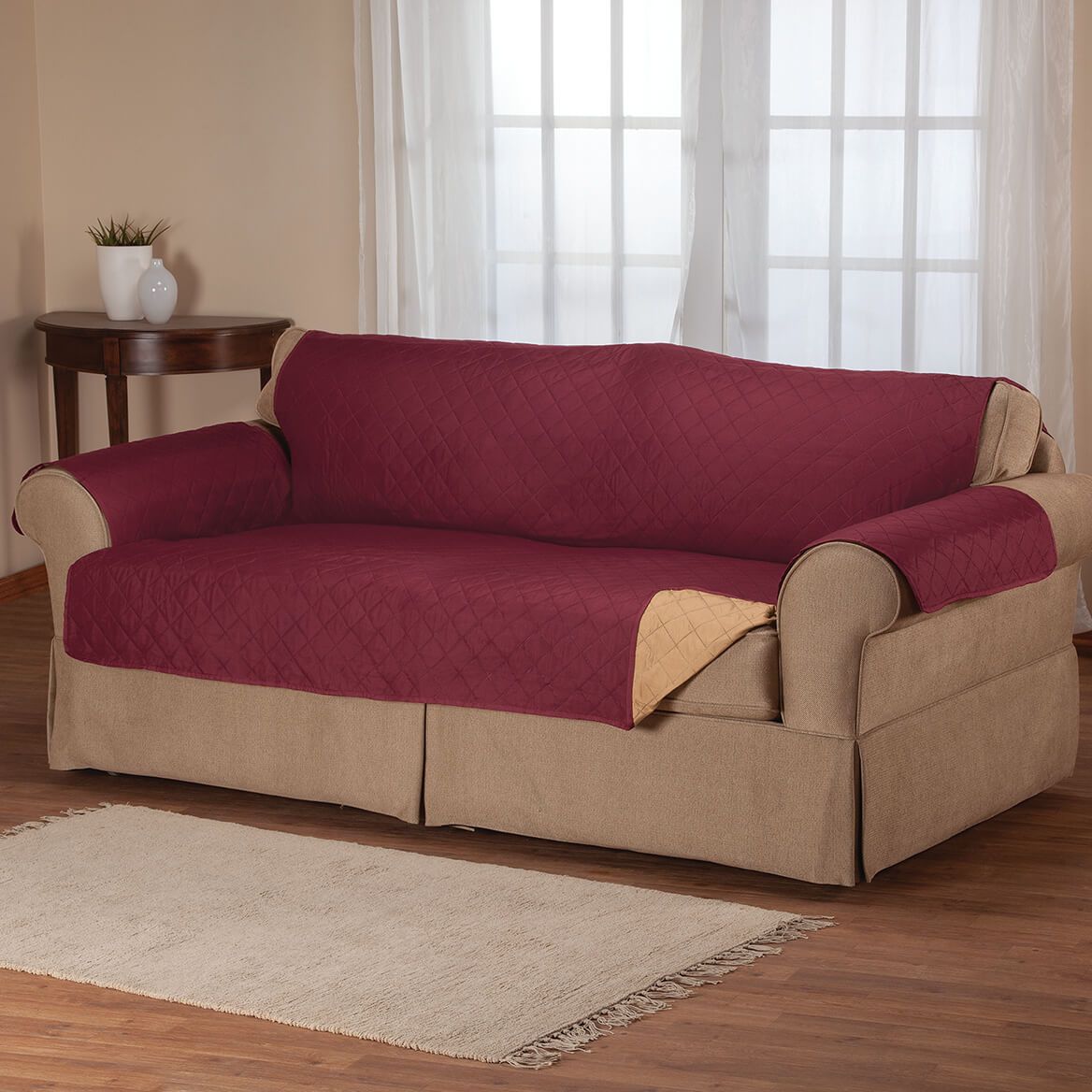 Reversible Sofa Cover Microfiber 198 cm Wide | Quilted, 2-Colour Design | Protects Against Spills, Stains and Wear 1