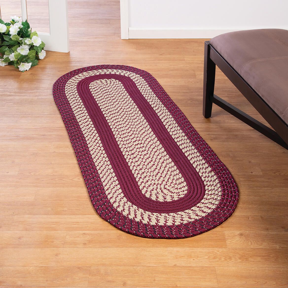 Braided Rug Polyester | Round, Oval & Runner Sizes 20"x30" to 5' x 7' | Reversible Two-Tone Country Design, 5 Colours 1