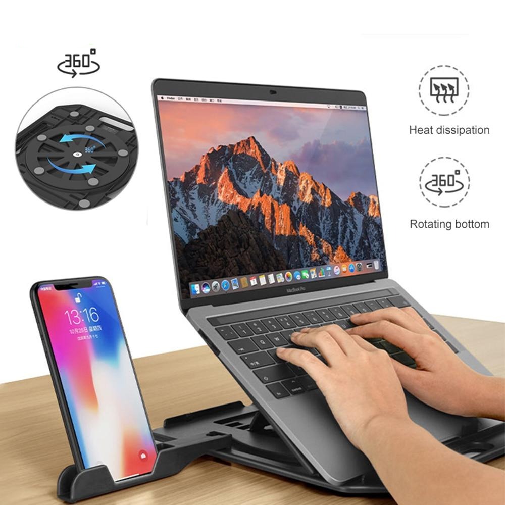 360 Rotating Laptop Stand with Phone Holder - Image 0